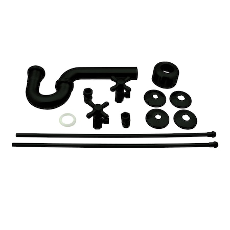 Westbrass Traditional Pedestal Lavatory Kit, Cross Handles in Powder coated Flat Black D1838L-62